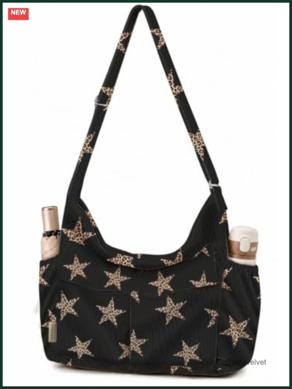 Corduroy Messenger Hobo Bag Crossbody Tote Laptop 15.6 Inch Adjustable Strap